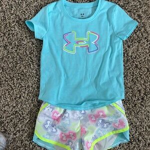 Under Armour Aqua Tee and Neon Patterned Shorts